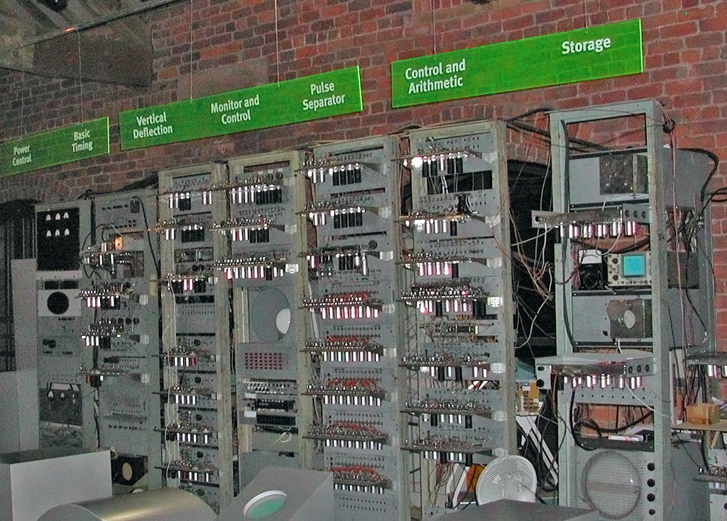 The first stored-program computer was the Manchester Baby and it is also said to be the first (working) machine that contains all the essential elements of what know as computer (1948).